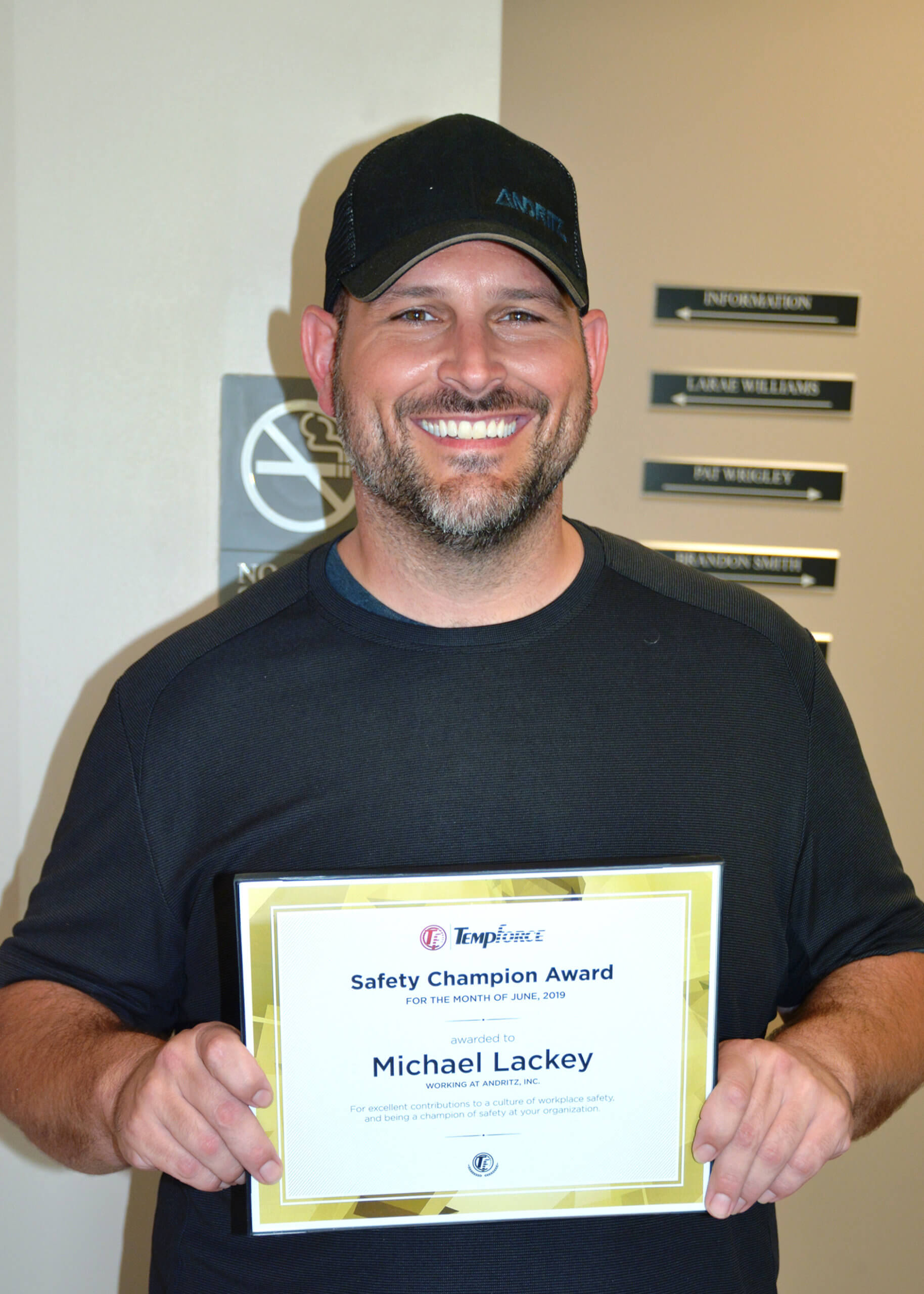 Michael "Chase" Lackey, TempForce Safety Champion!