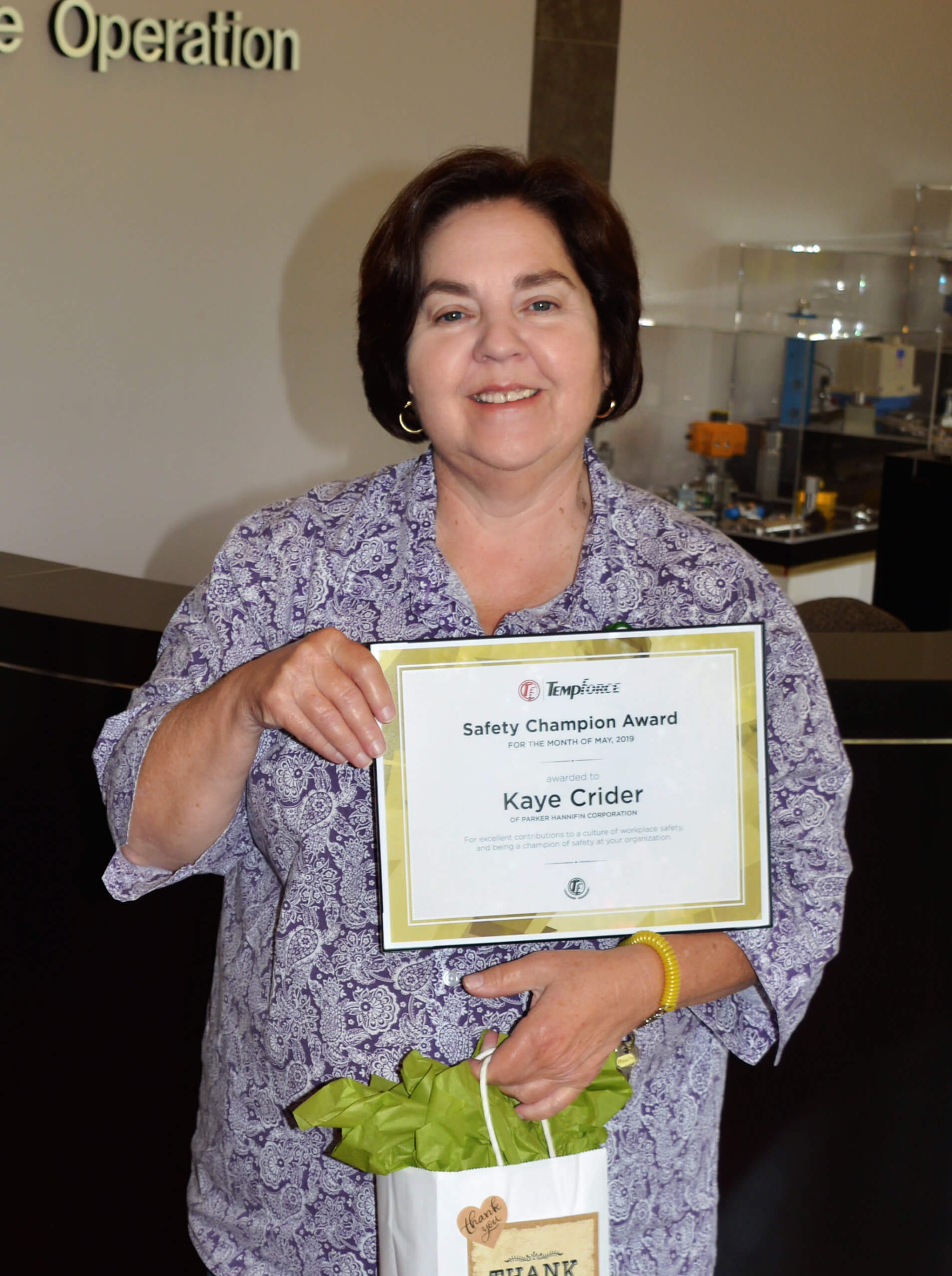 Portrait of Kaye Crider, Safety Champion